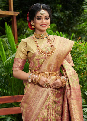 Pink South Silk Saree With Blouse Piece