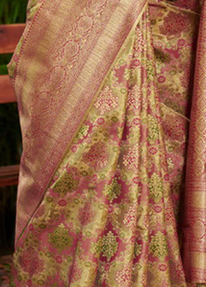 Pink South Silk Saree With Blouse Piece