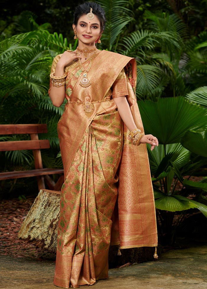 Red South Silk Saree With Blouse Piece