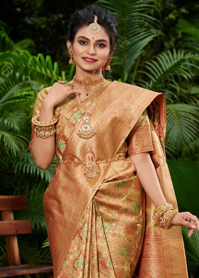 Red South Silk Saree With Blouse Piece