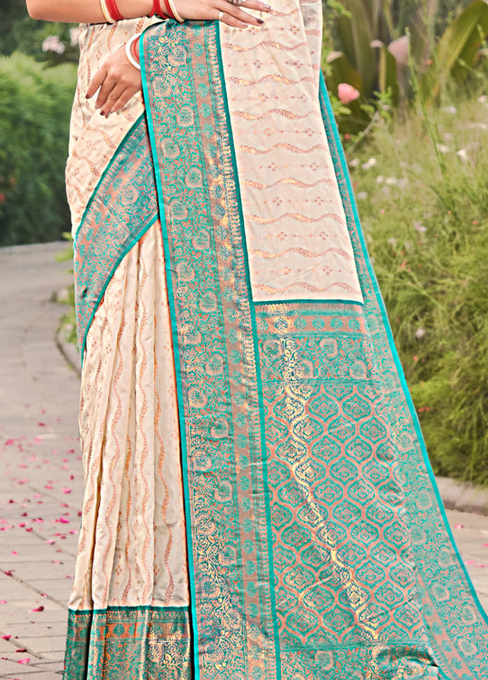 White Dupion Silk Saree With Blouse Piece