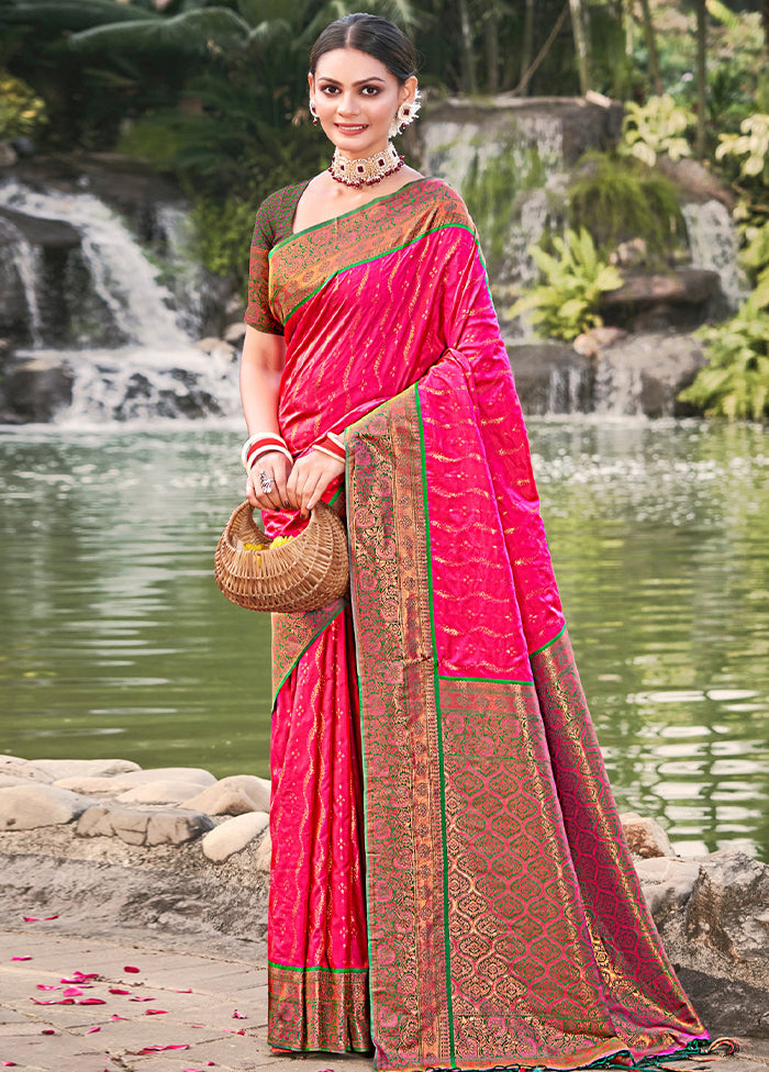 Pink Dupion Silk Saree With Blouse Piece