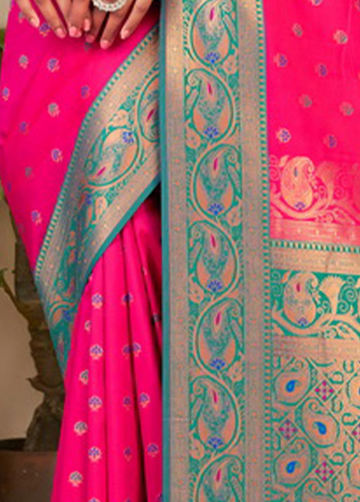 Magenta Spun Silk Saree With Blouse Piece