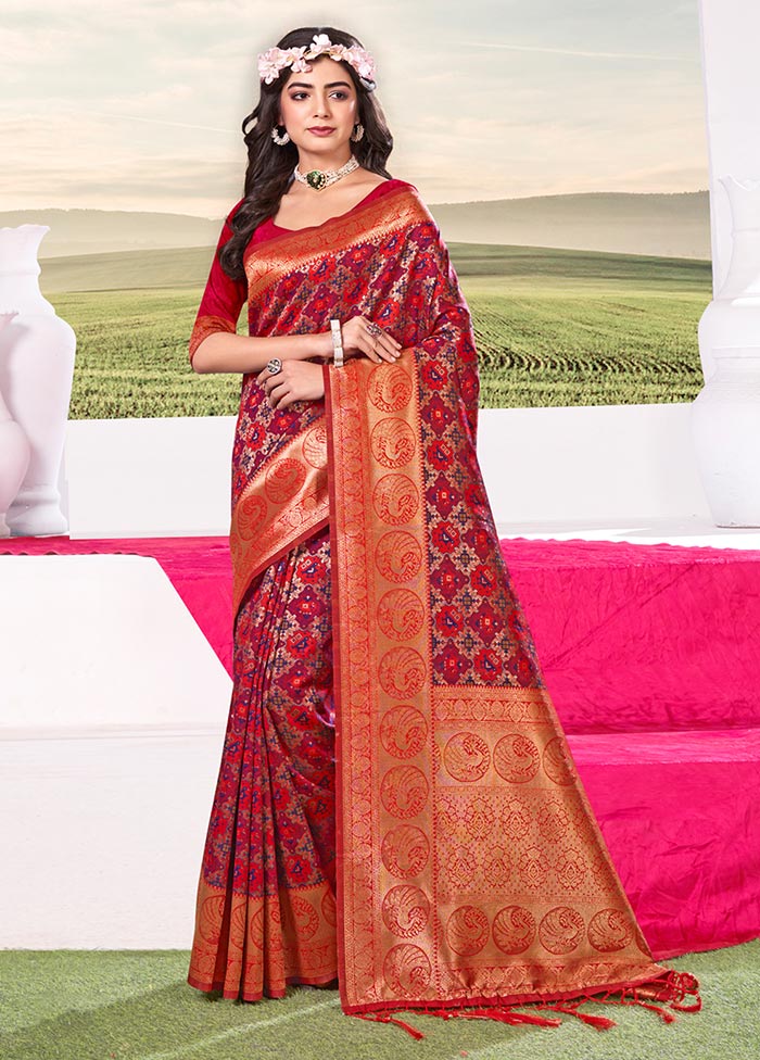 Pink Spun Silk Saree With Blouse Piece