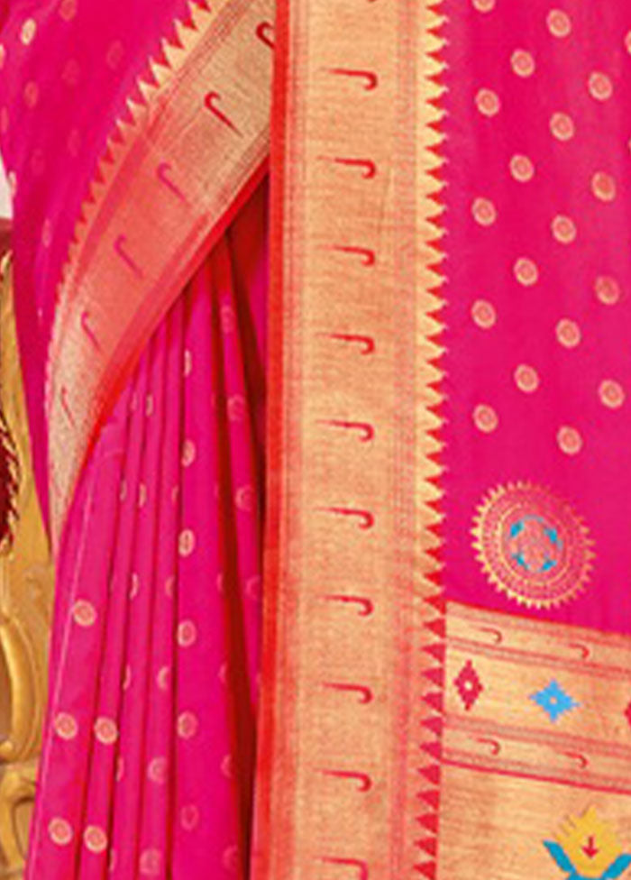 Pink Spun Silk Saree With Blouse Piece