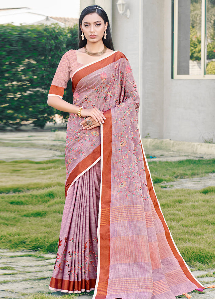 Purple Silk Saree With Blouse Piece