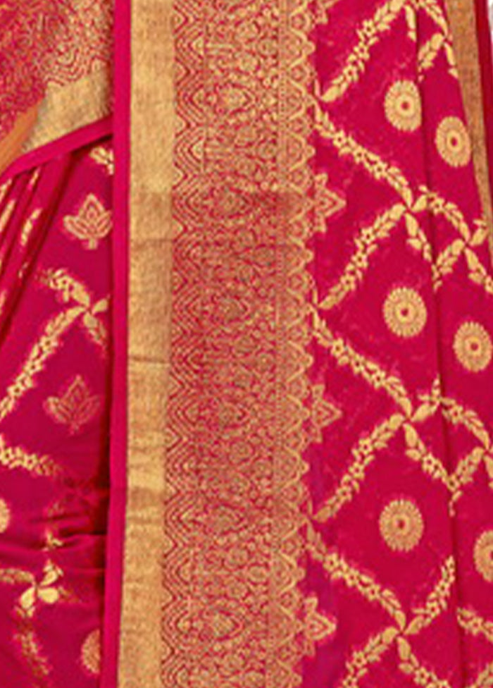 Magenta Spun Silk Saree With Blouse Piece