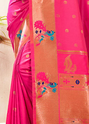 Pink Paithani Silk Saree With Blouse Piece