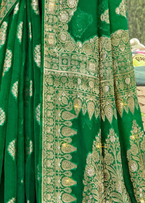 Green Organza Saree With Blouse Piece