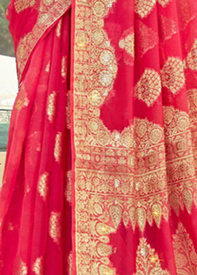 Pink Organza Saree With Blouse Piece