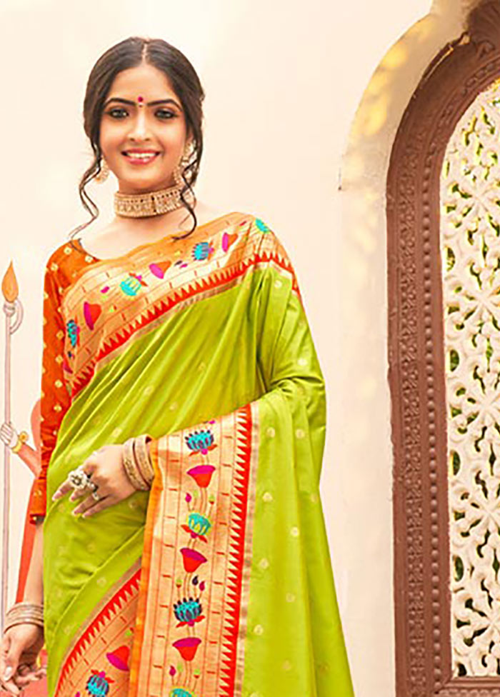 Light Green Spun Silk Saree With Blouse Piece