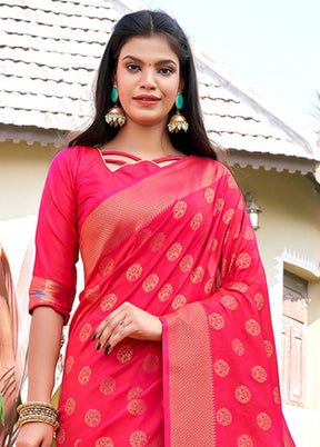 Pink Spun Silk Saree With Blouse Piece