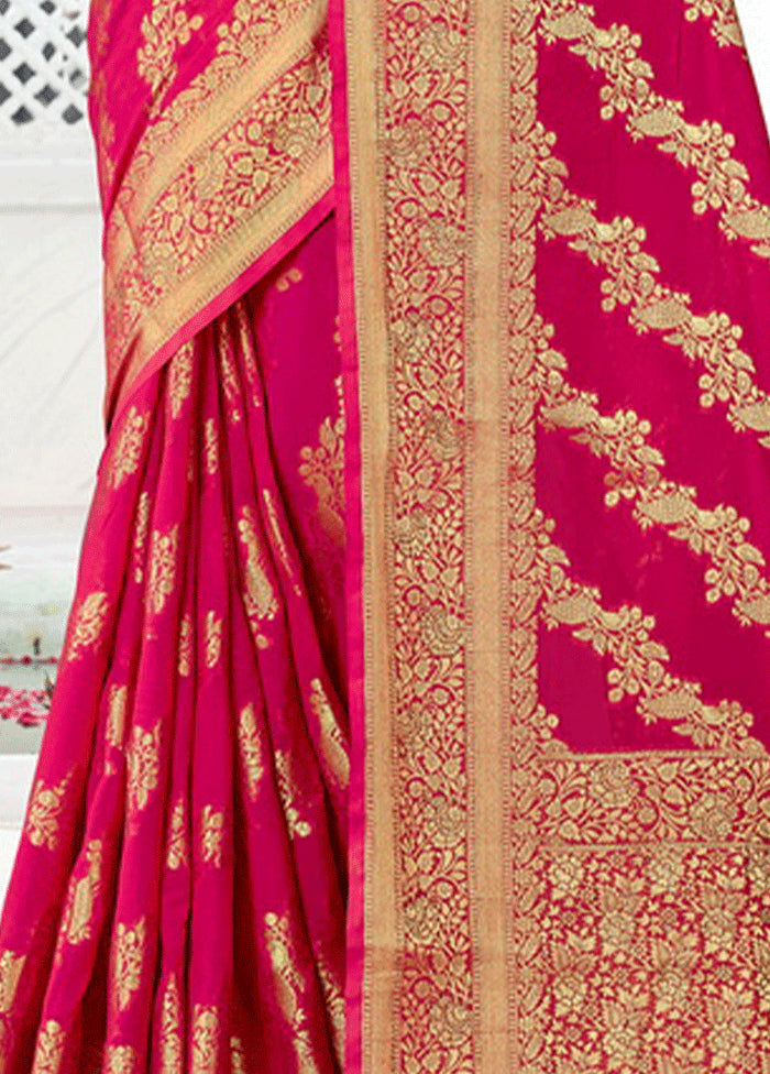 Magenta Spun Silk Saree With Blouse Piece