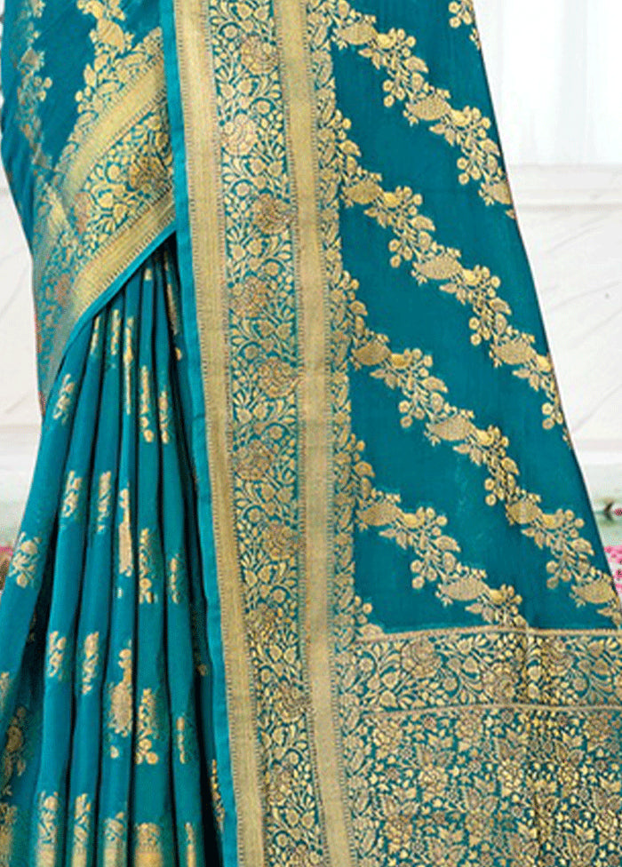 Sea Green Spun Silk Saree With Blouse Piece