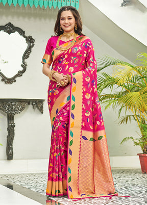 Pink Spun Silk Saree With Blouse Piece