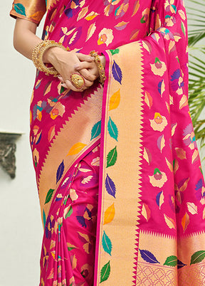 Pink Spun Silk Saree With Blouse Piece