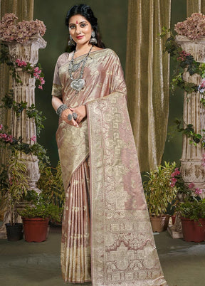 Light Pink Spun Silk Saree With Blouse Piece