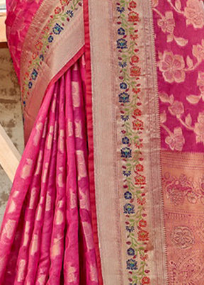 Pink Organza Saree With Blouse Piece