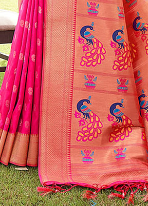 Pink Spun Silk Saree With Blouse Piece