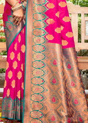 Pink Dupion Silk Saree With Blouse Piece