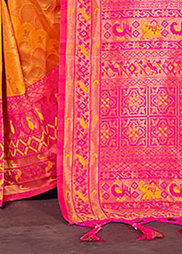 Mustard Spun Silk Saree With Blouse Piece