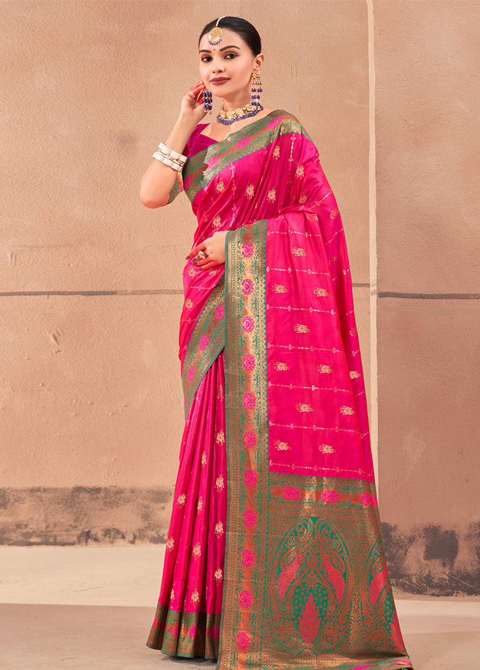 Pink Dupion Silk Saree With Blouse Piece