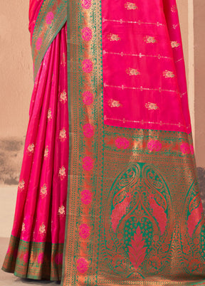 Pink Dupion Silk Saree With Blouse Piece