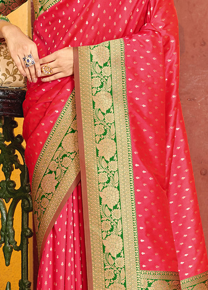 Pink Spun Silk Saree With Blouse Piece