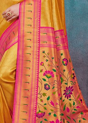 Mustard Paithani Silk Saree With Blouse Piece