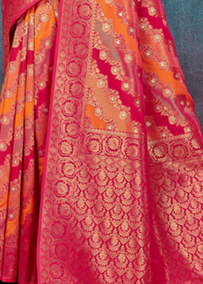 Magenta Spun Silk Saree With Blouse Piece