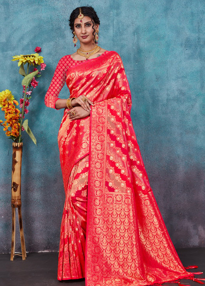 Pink Spun Silk Saree With Blouse Piece