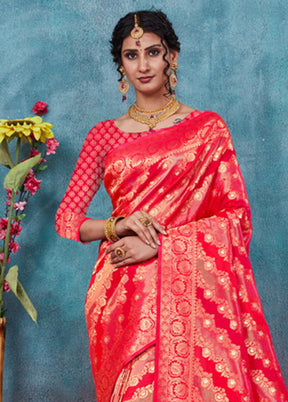 Pink Spun Silk Saree With Blouse Piece