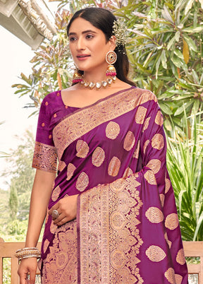 Purple Dupion Silk Saree With Blouse Piece