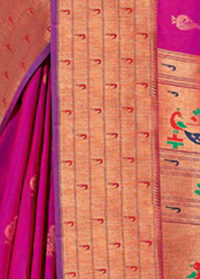 Magenta Spun Silk Saree With Blouse Piece