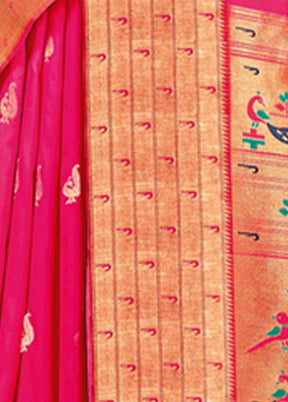 Pink Spun Silk Saree With Blouse Piece