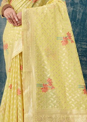 Yellow Kota Cotton Saree With Blouse Piece