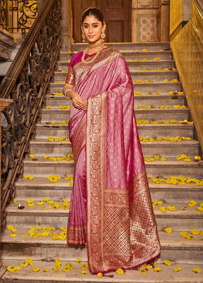 Light Pink Spun Silk Saree With Blouse Piece