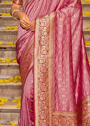 Light Pink Spun Silk Saree With Blouse Piece