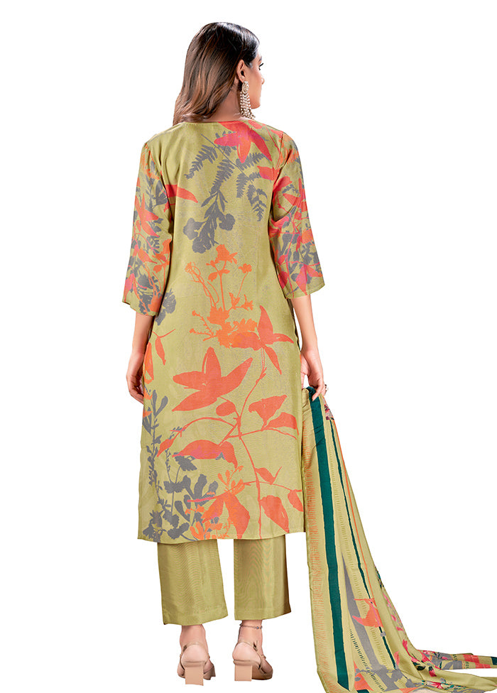 2 Pc Lemon Readymade Silk Kurti Set