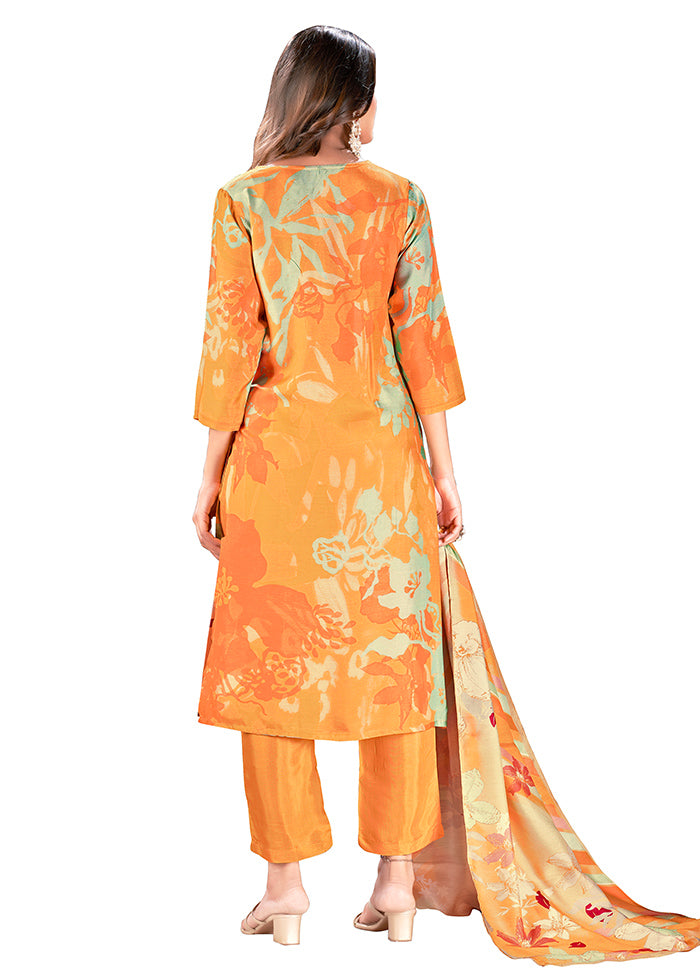 2 Pc Yellow Readymade Silk Kurti Set