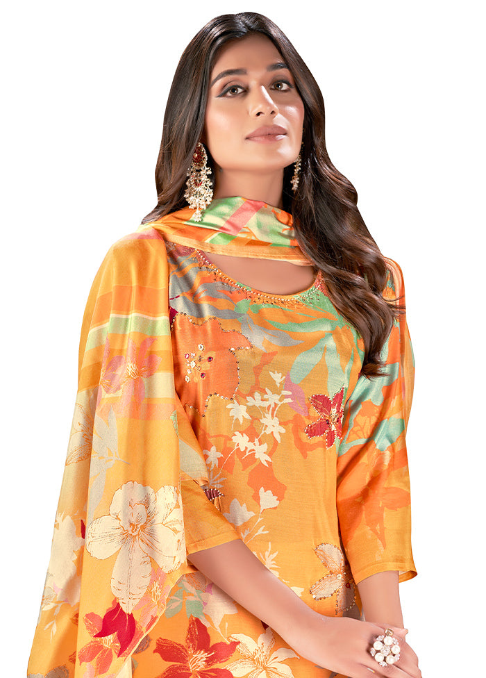 2 Pc Yellow Readymade Silk Kurti Set