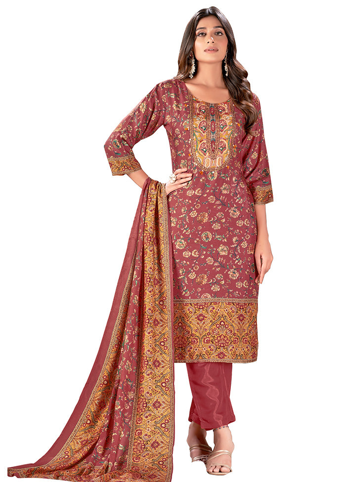 2 Pc Maroon Readymade Silk Kurti Set