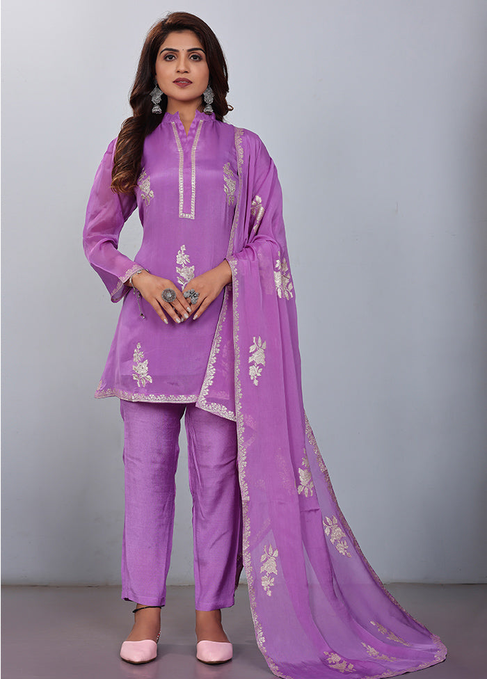 2 Pc Mauve Readymade Viscose Kurti Set