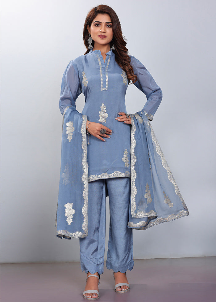 2 Pc Sky Blue Readymade Viscose Kurti Set