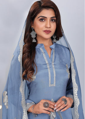 2 Pc Sky Blue Readymade Viscose Kurti Set