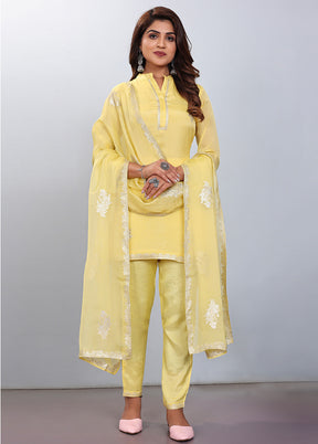 2 Pc Light Yellow Readymade Viscose Kurti Set