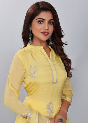 2 Pc Light Yellow Readymade Viscose Kurti Set