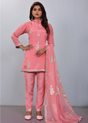 2 Pc Pink Readymade Viscose Kurti Set