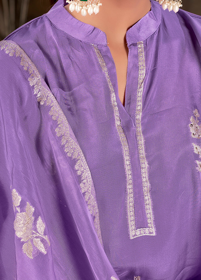 2 Pc Purple Readymade Viscose Kurti Set