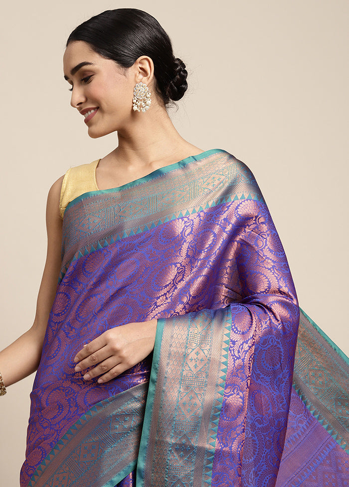 Purple Dupion Silk Saree With Blouse Piece